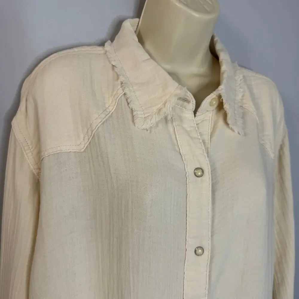 Wrangler x Lainey Wilson Gauzy Dip-Dye Western Snap Shirt Rodeo Rancho Women's L - Picture 13 of 15